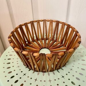 Vintage Beaded Stained Basket Mid Century Modern 8"